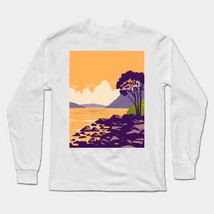 Loch Ness and the Caledonian Canal in Scottish Highlands of Scotland WPA Art Deco Poster Long Sleeve T-Shirt